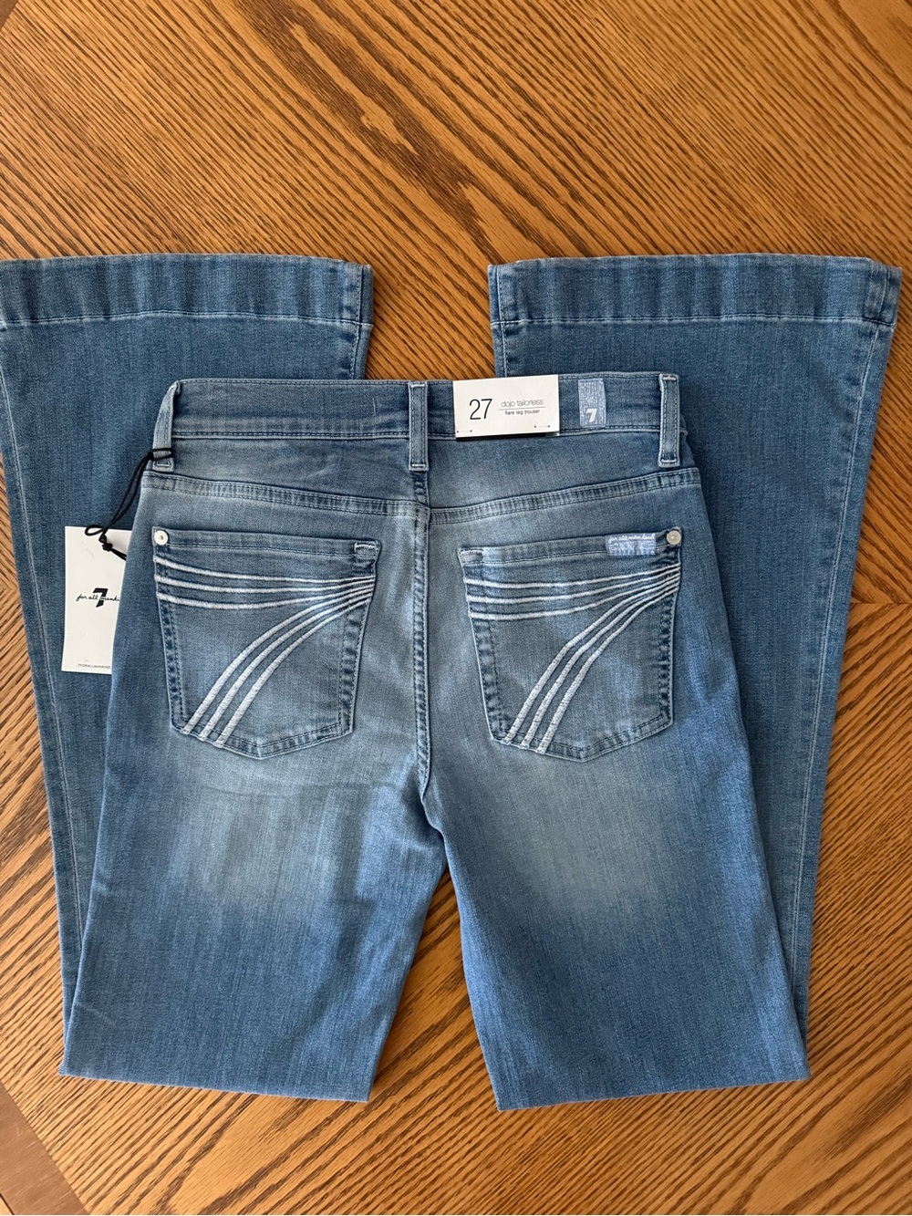 7 For All Mankind Dojo Tailorless Flare Leg Jeans - Slim Illusion - Picture 3 of 8